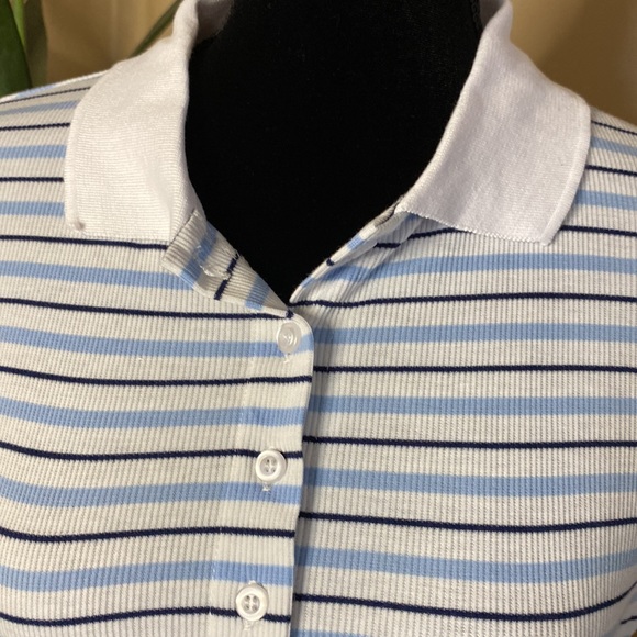 FadedRose Blue/White Striped Collared Top Size Large. SHEIN Blue and White - Picture 2 of 9